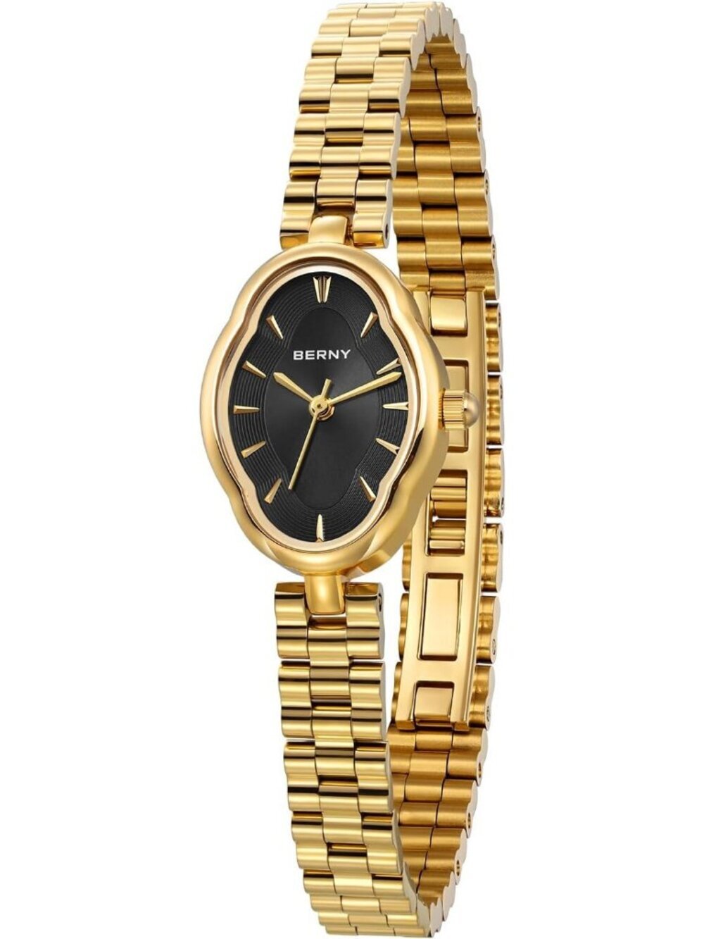Womens Gold Black Vintage Copper Mirrors Shape Dainty Ladies Quartz Luxury Watch